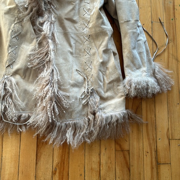 Vintage marvin richards Tan mongolian lamb suede Women's penny lane coat - Picture 3 of 9